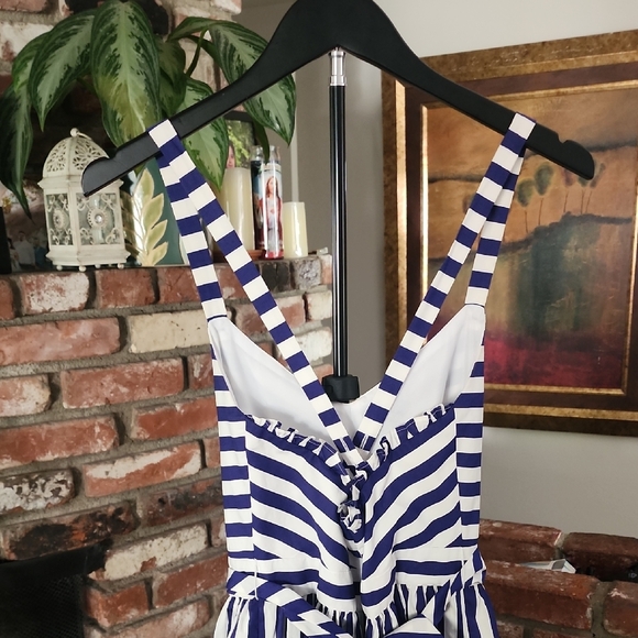J.Crew Striped Maxi Dress Navy White Coastal Summer Vacation - Picture 8 of 16
